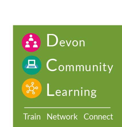 DCL logo - green background and colourful text