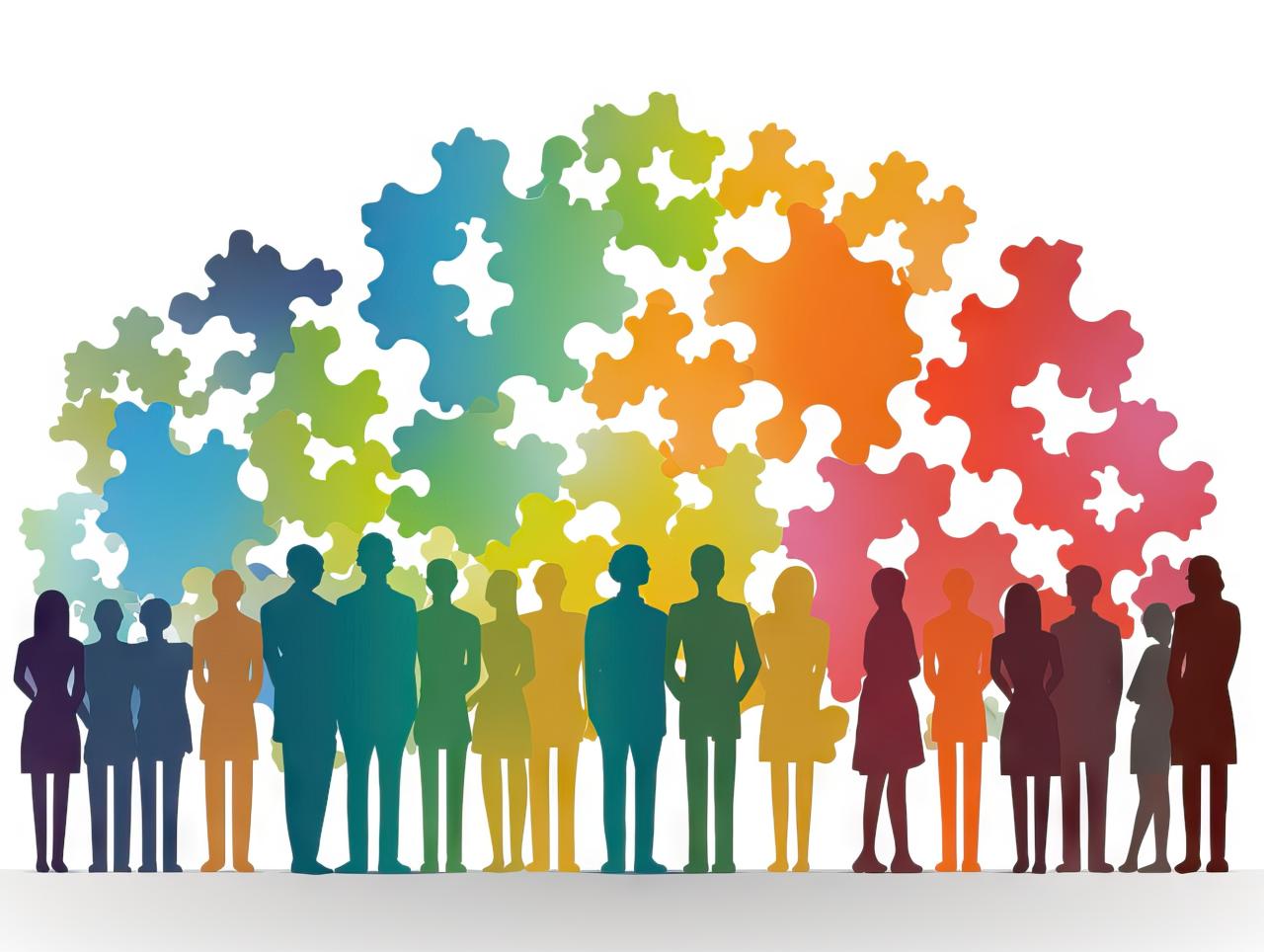 Colourful puzzle people