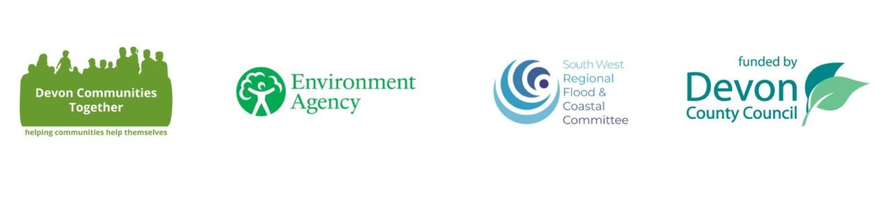 DCRF partner logos: DCT, Environment Agency, South West Regional Flooding and Coastal Committee, Devon County Council