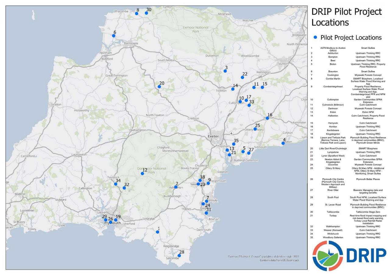 Map of DRIP projects