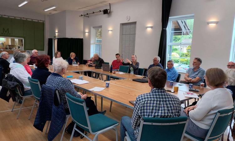 people in village hall