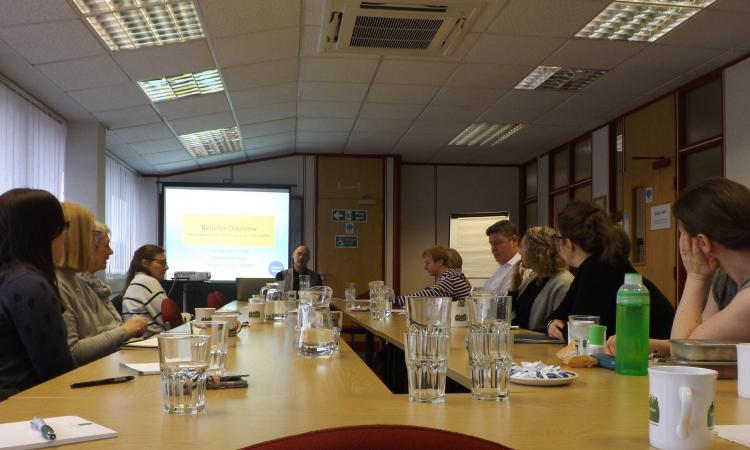 Vincent Willson of Citizens Advice Devon delivering benefits advice training at the Devon Community Learning Academy