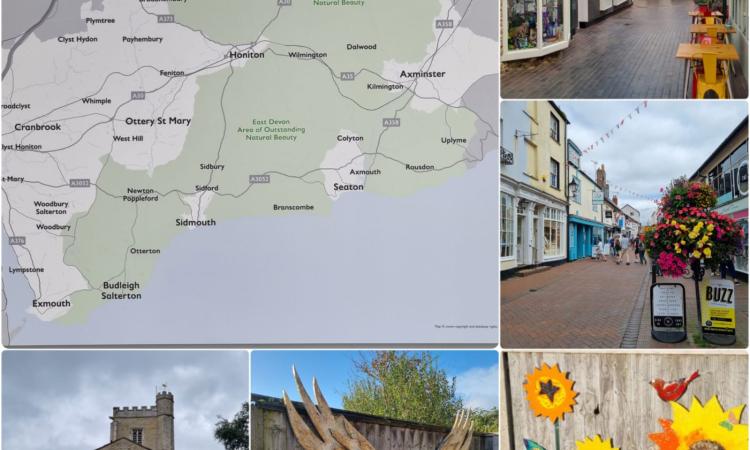 Collage of images of towns in East Devon