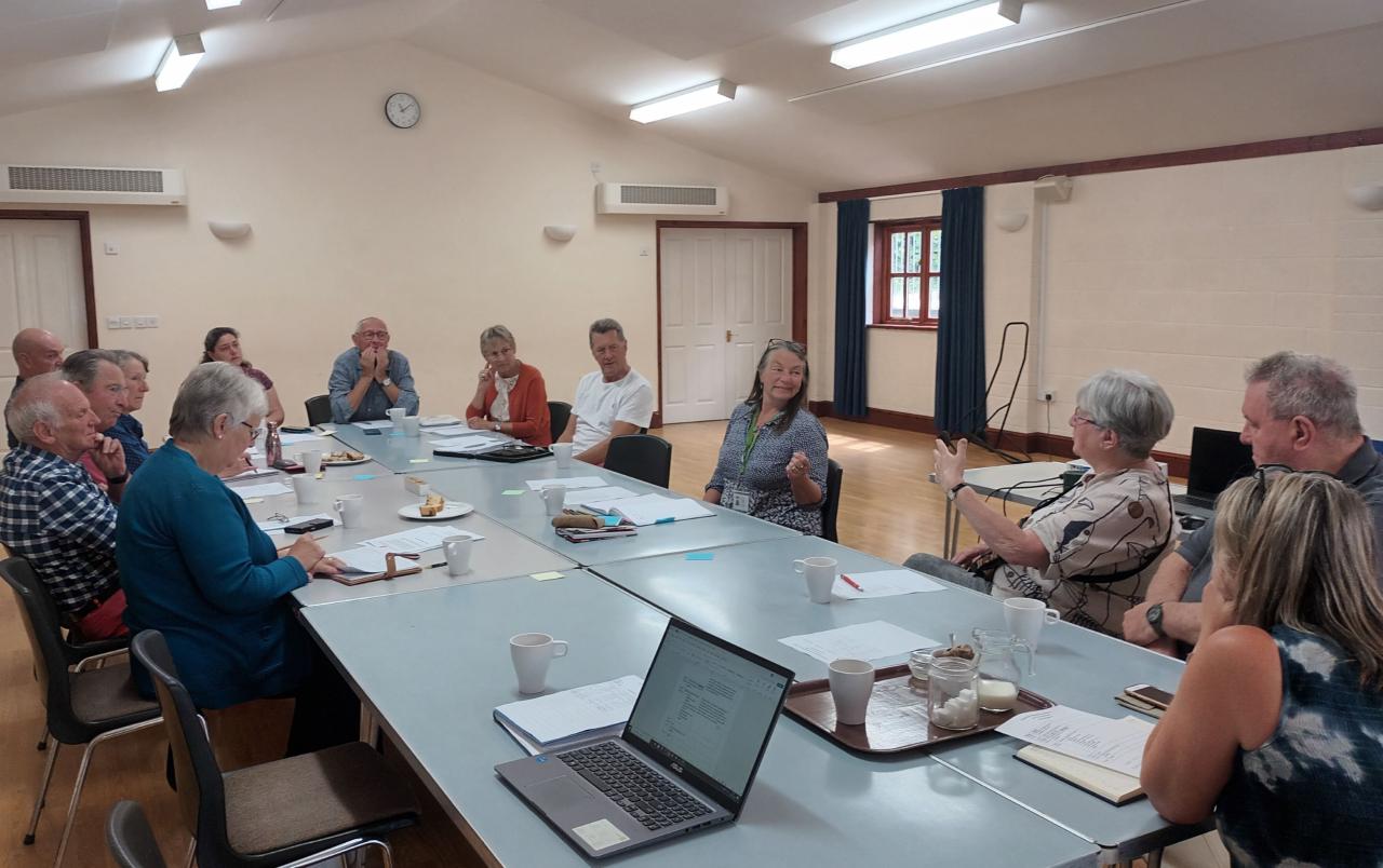 people in village hall