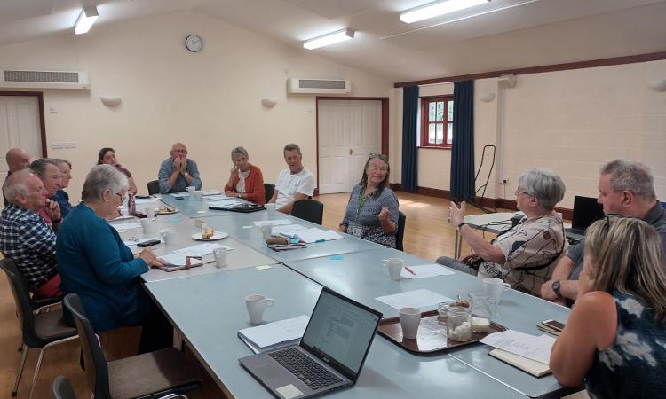 people in village hall