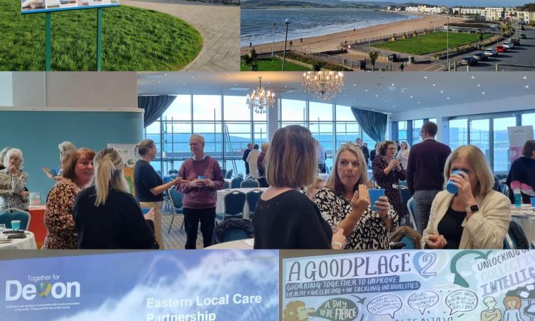 COllage of images including people at the Eastern LCP conference and other outside shots from East Devon