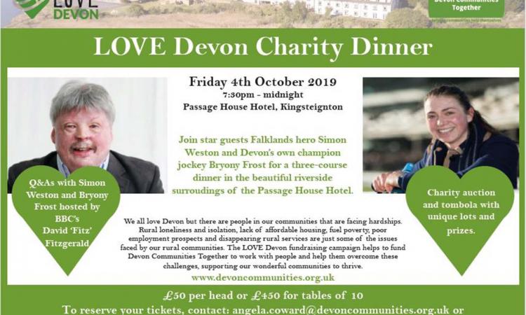 LOVE Devon charity dinner flyer 4th October 2019